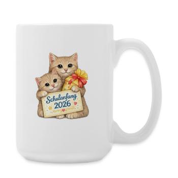 Schulbeginn Katzenfreude 2026 - Große Tasse 440 ml - Weiß - Rechts