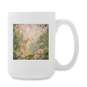 Cute Baby Deer in Enchanted Forest – Whimsical - Große Tasse 440 ml - Weiß - Rechts