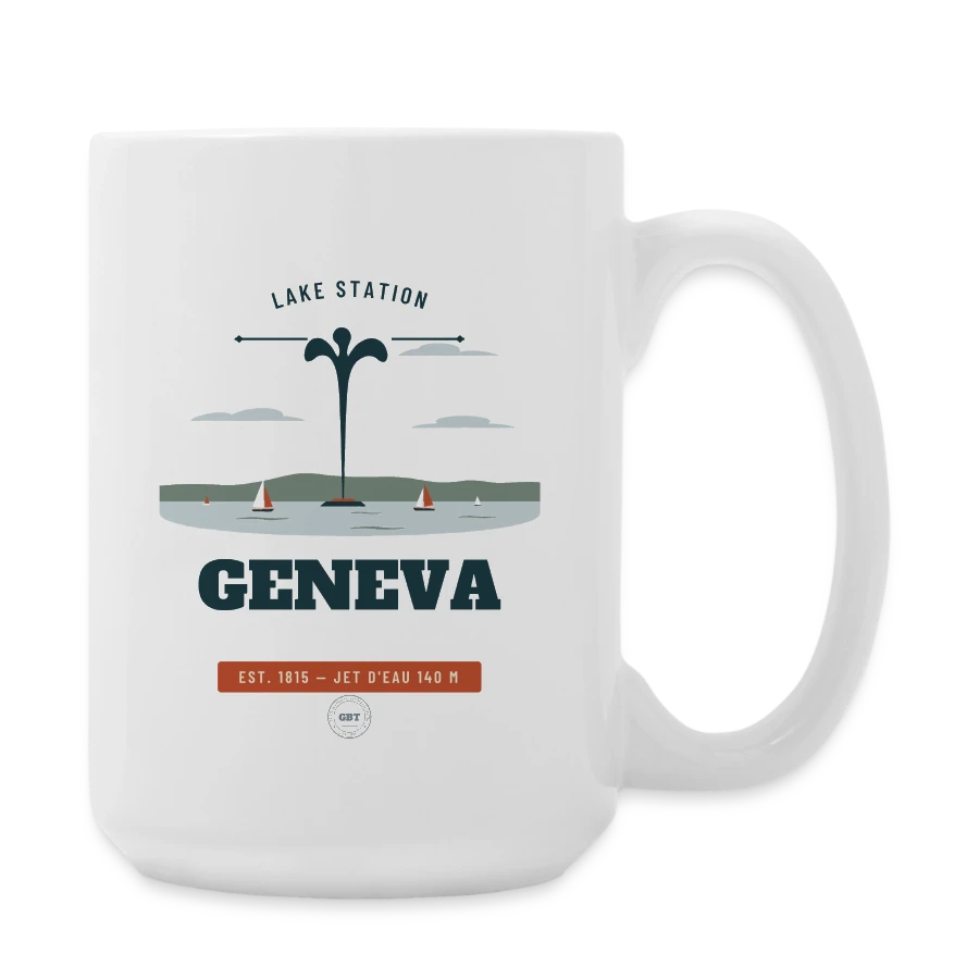 Geneva badge on a large mug 440 ml, white