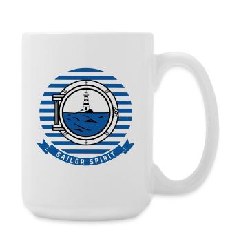 Sea Lighthouse Illustration in Nautical Style - Large Mug 440 ml - white - Right