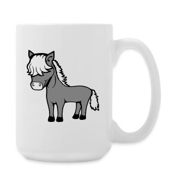 Pferd Bob Haare Frisur Pony Fohlen Niedlich Comic - Große Tasse 440 ml - Weiß - Rechts