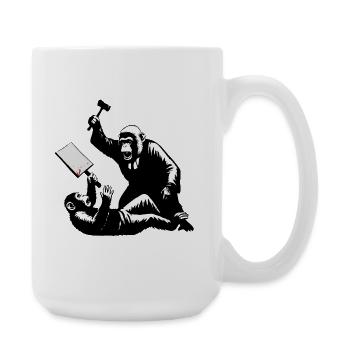 Monkey judge hits protesters - Large Mug 440 ml - white - Right