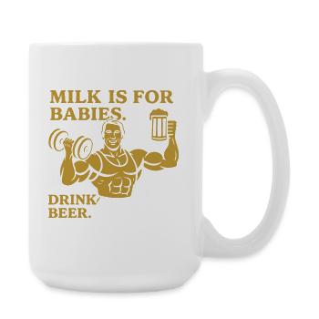 Mutiges männliches Getränk Zitat Design - Große Tasse 440 ml - Weiß - Rechts