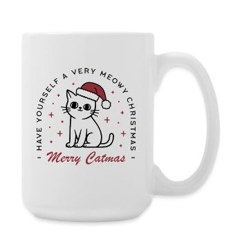 Amoureux des chats de Noël drôles joyeux Catmas - Grande tasse 440 ml - blanc - Droite