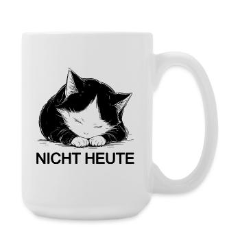 Cuddly black and white cat not today - Large Mug 440 ml - white - Right