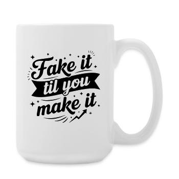 Fake It Till You Make It – Erfolgsbewusstseinsköpfe - Große Tasse 440 ml - Weiß - Rechts