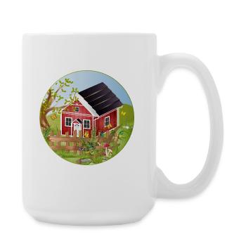 Small red house with idyllic garden - Large Mug 440 ml - white - Right