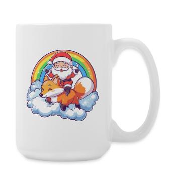 Fuchs Weihnachtsmann Weihnachten - Große Tasse 440 ml - Weiß - Rechts