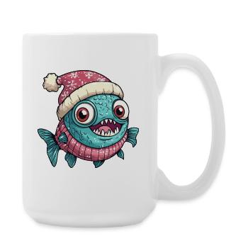 Noël de poisson piranha - Grande tasse 440 ml - blanc - Droite