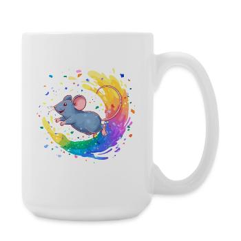 Colorful mouse in a swirl of color - Large Mug 440 ml - white - Right