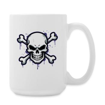 Düsterer Skull mit Knochen - Große Tasse 440 ml - Weiß - Rechts