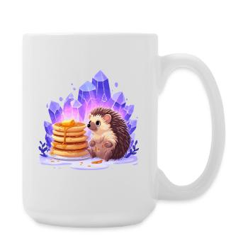 Hedgehog with pancakes and crystals - Large Mug 440 ml - white - Right