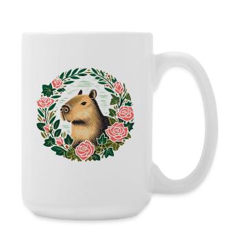 Couronne de roses de capybara - Grande tasse 440 ml - blanc - Droite