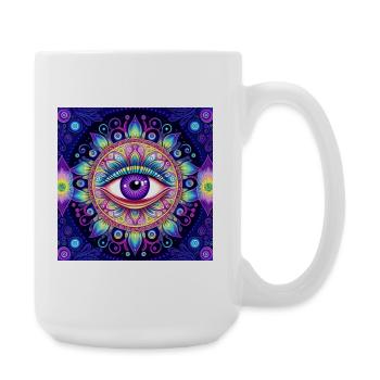 Auge im farbigen Mandala - Große Tasse 440 ml - Weiß - Rechts