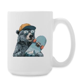 Bear Skater with Mountain Reflection - Large Mug 440 ml - white - Right