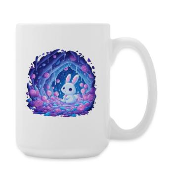 Mondschein Kaninchen im Rosenwald - Große Tasse 440 ml - Weiß - Rechts