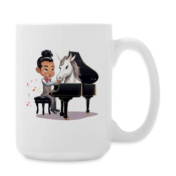 Pianist and unicorn in the spotlight - Large Mug 440 ml - white - Right
