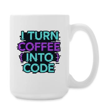 Je transforme le café en code - Grande tasse 440 ml - blanc - Droite
