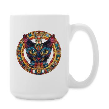 Mosaic cat in the circle of the sun - Large Mug 440 ml - white - Right