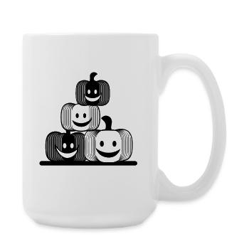 Vier lachende Kürbisse im minimalistischen Stil - Große Tasse 440 ml - Weiß - Rechts