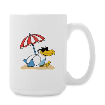Sonniges Strand-Möwe mit Schirm - Große Tasse 440 ml - Weiß - Rechts