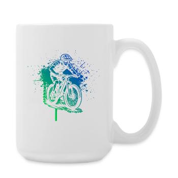 Clear mountain bike motif for every day - Large Mug 440 ml - white - Right