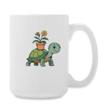 Little turtle with plant pot - Large Mug 440 ml - white - Right