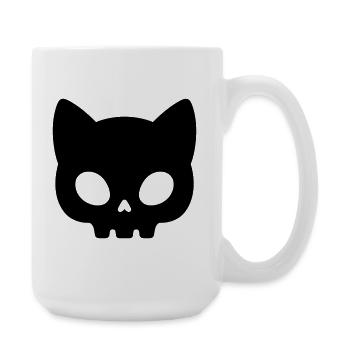 Silhouette de crâne de chat | Masque gothique mignon - Grande tasse 440 ml - blanc - Droite