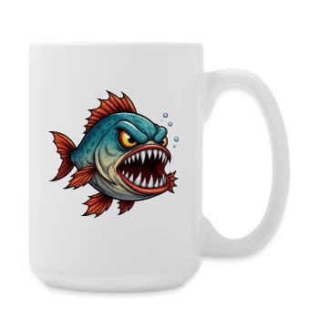 Piranha Tiefseejäger - Große Tasse 440 ml - Weiß - Rechts