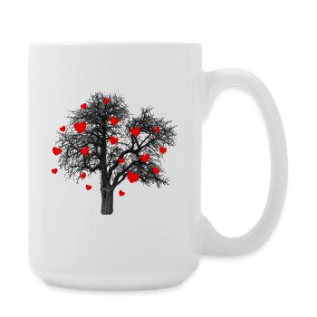 Rote Herzen Baum mit Herzen - Große Tasse 440 ml - Weiß - Rechts