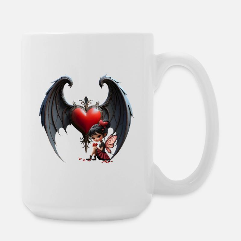 Schattenherz mit Fee - Große Tasse 440 ml - Weiß