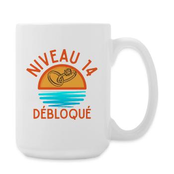 Niveau 14 Débloqué Anniversaire Couple - Grande tasse 440 ml - blanc - Droite
