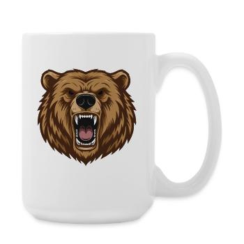Grizzly_Head_Ours_Rugissant_Portrait - Grande tasse 440 ml - blanc - Droite