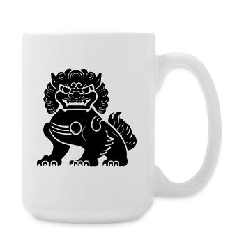Lion chinois - Grande tasse 440 ml - blanc - Droite