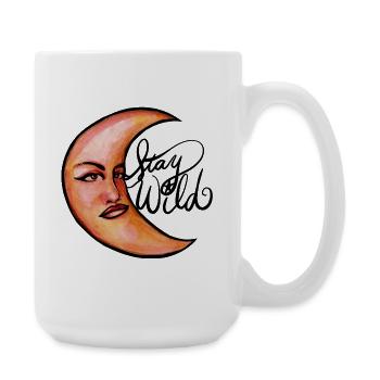 Moonlit Crescent Portrait Watercolor - Large Mug 440 ml - white - Right