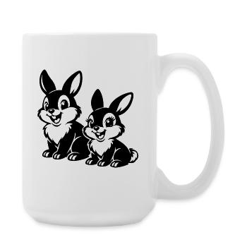 Duet de Lapins Esquissés - Grande tasse 440 ml - blanc - Droite