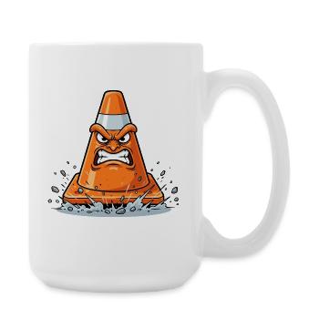 Angry cone in cartoon style - Large Mug 440 ml - white - Right