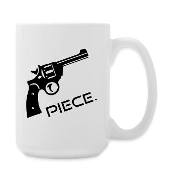Revolver Waffe Wumme Piece - Peace - Große Tasse 440 ml - Weiß - Rechts