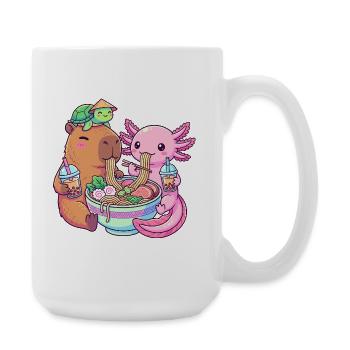 Kawaii Ramen Boba Amis Capybara Tortue Axolotl - Grande tasse 440 ml - blanc - Droite