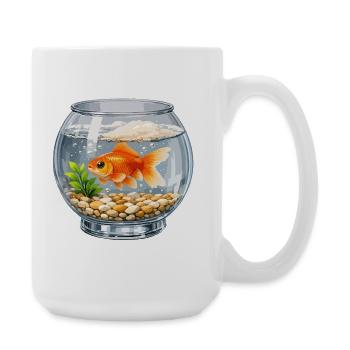 Goldfische in Glasvasen-Kunst - Große Tasse 440 ml - Weiß - Rechts