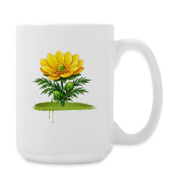 Yellow Flower Nature Brush Stroke Design - Large Mug 440 ml - white - Right
