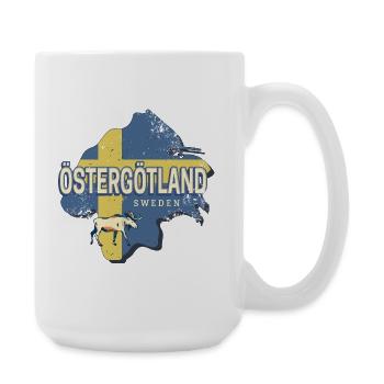 Östergötland Schweden Retro Provinz Souvenir - Große Tasse 440 ml - Weiß - Rechts