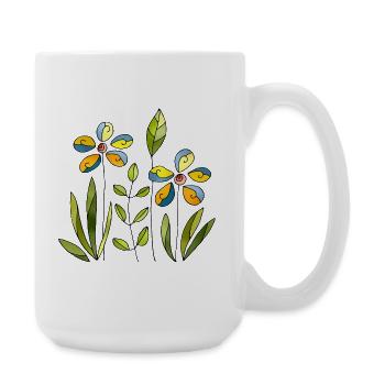 Blumen - Große Tasse 440 ml - Weiß - Rechts