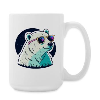 Neon polar bear sunglasses - Large Mug 440 ml - white - Right