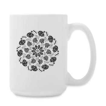 Muschel Mandala schwarz-weiß - Große Tasse 440 ml - Weiß - Rechts