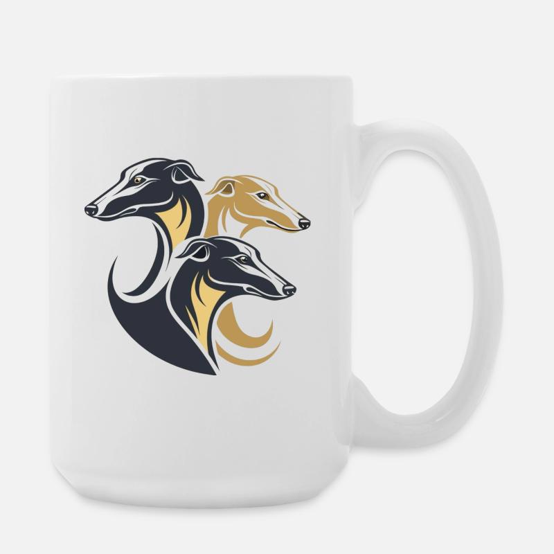 Dreifache Windhunde Silhouette - Große Tasse 440 ml - Weiß