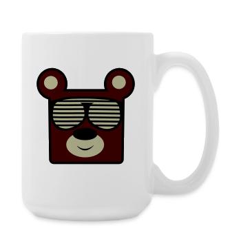 Bear with retro sunglasses - Large Mug 440 ml - white - Right