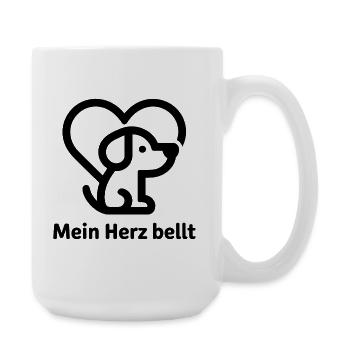 Herz-Hund Motiv: Liebe zum Vierbeiner - Große Tasse 440 ml - Weiß - Rechts