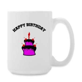 Pink Cake with Cherries and Candle - Large Mug 440 ml - white - Right