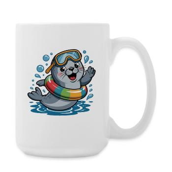 Lustiger Seehund - Große Tasse 440 ml - Weiß - Rechts